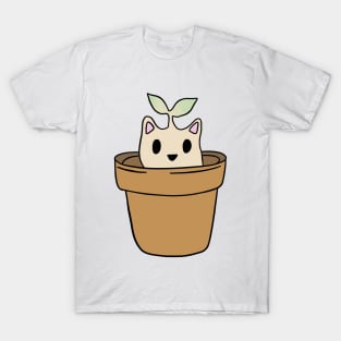 cute cat hiding in a plant pot T-Shirt